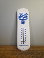 Vintage Genuine Parts Ford Motor Company V8 Thermometer White Metal Sign 16 X 5