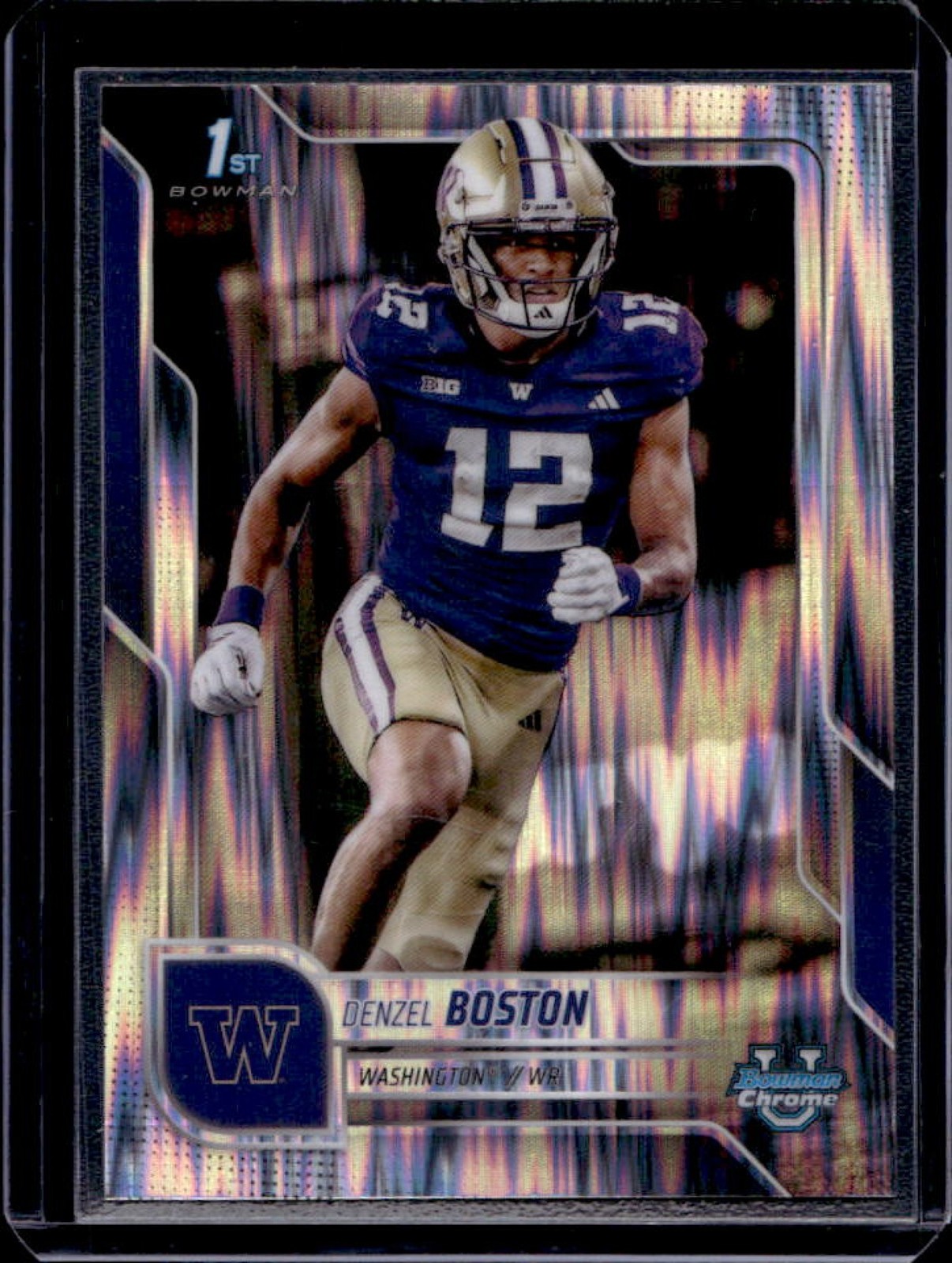2025 Bowman Chrome University Denzel Boston Stealth Refractor 1st #34 Huskies