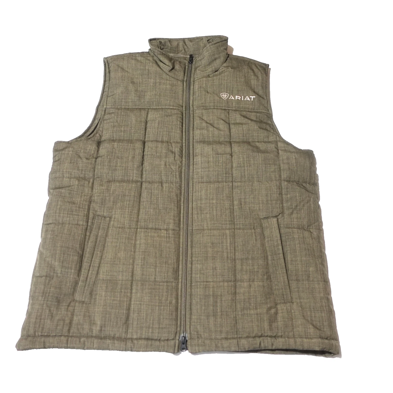 L Ariat Mens Insulated Crius Crocodile Vest Conceal Carry Light Brown