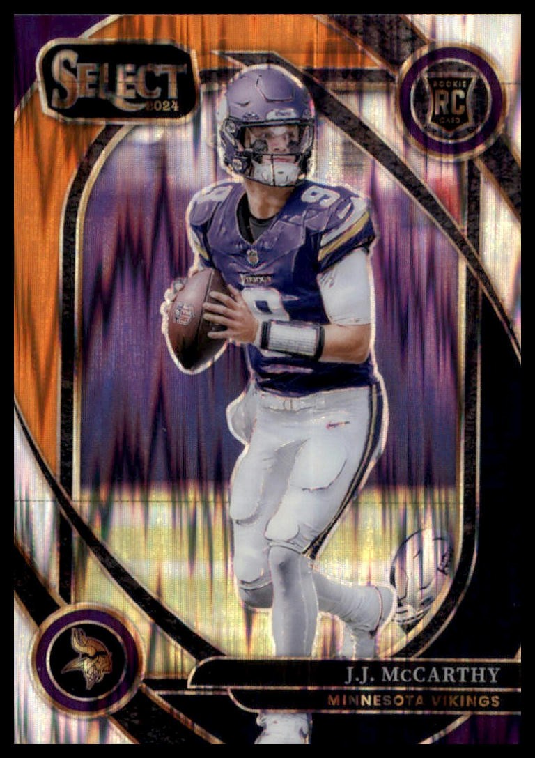 2024 Panini Select #246 J.J. McCarthy Black & Orange Prizm Shock
