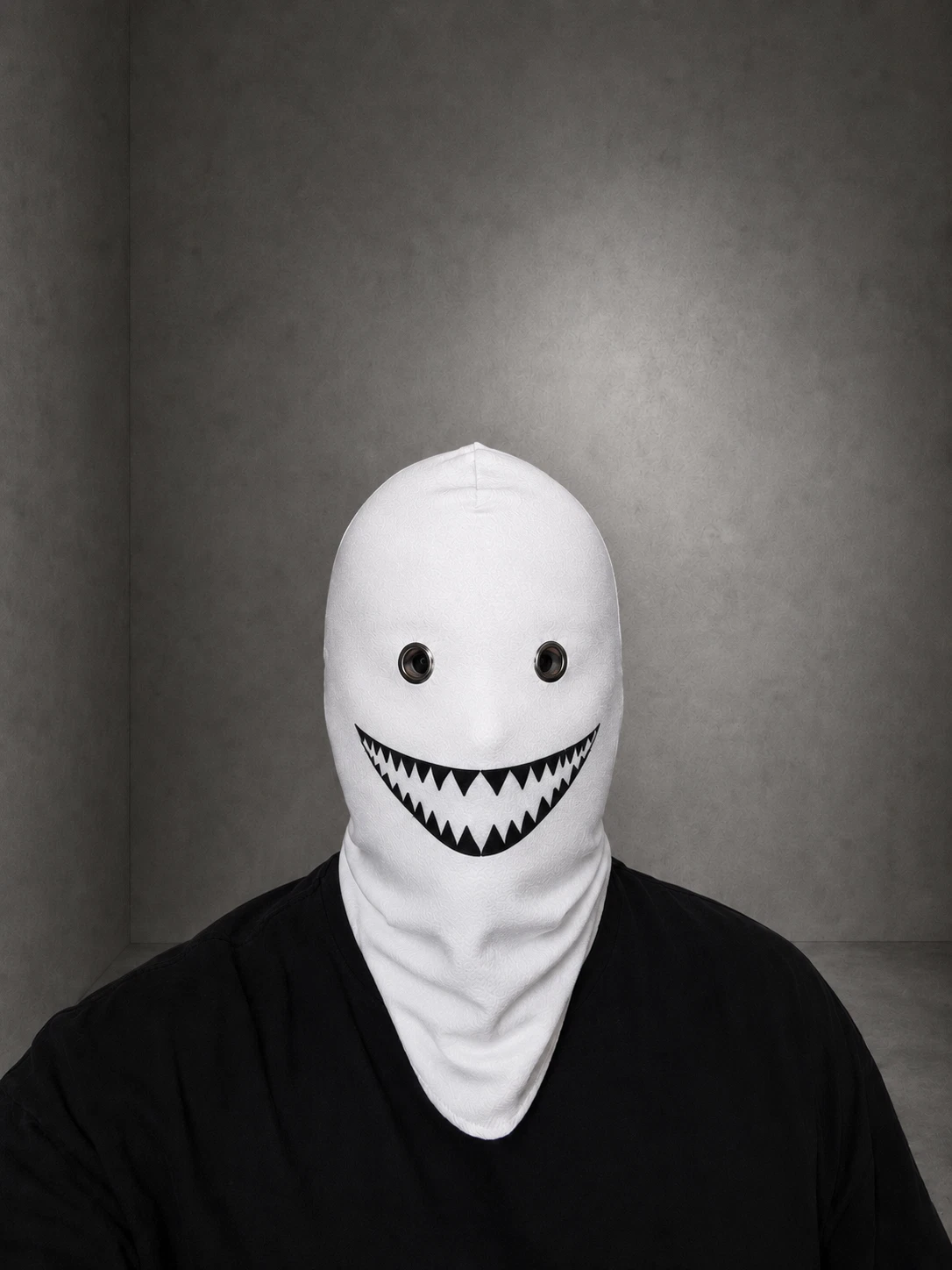 White Shark Teeth Balaclava Mask Black Techwear Face Ninja Hood OTKYDACH