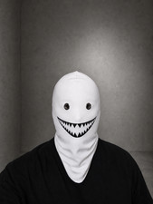 White Shark Teeth Balaclava Mask Black Techwe...