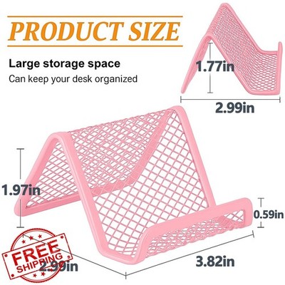 EMOMAS Pink Mesh Business Card Holder for Desk - 6 Pack