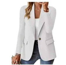 New Women's One button Suit Jacket Casual Lapel Coats Long Sleeve Blazer Gift