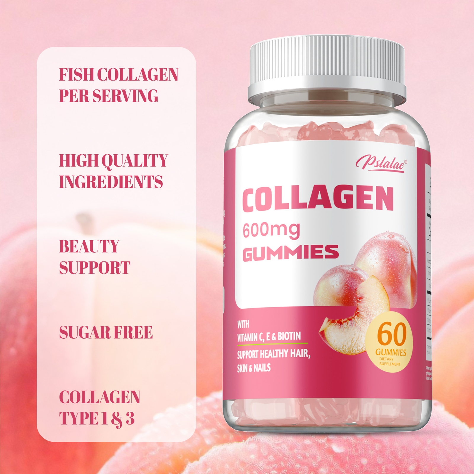 Collagen Gummies - Biotin, Vitamin C, Hair Growth Support, Skin and Nail Health
