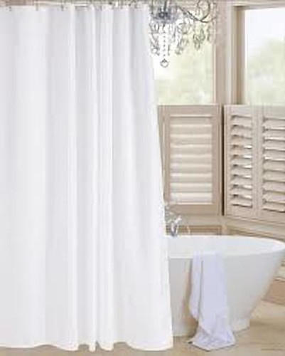 Polyester Shower Curtain White Extra Long Wide Plain Shower Curtain & 12 Hooks - Picture 13 of 27
