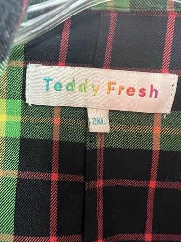 Teddy Fresh Women’s Dolman Sleeve Zip Front Green Plaid Unlined Jacket Size 2X - Picture 3 of 12