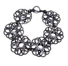 Floral Circles Link Bangle Bracelet Metal Chunky Casual Retro Boho Summer Beachy