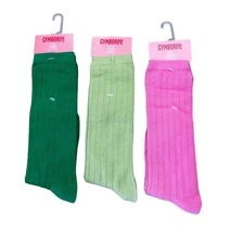 Gymboree Girls Socks Sz 5-7 Yrs NWT Pale Pink & Green 3 Pairs New Old Stock