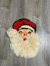 Santa Clause Rug Christmas Holiday Yarn Handmade Latch Hook 22  X16  NEW