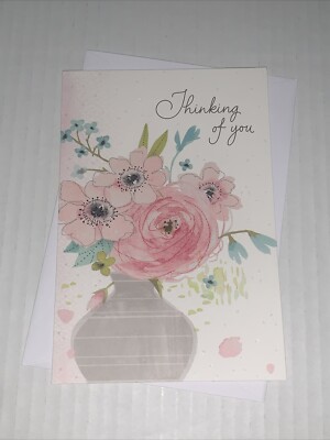 Hallmark Thinking Of You Blank Card: Simple Pink Floral Bouquet In Vase ...