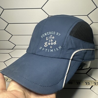 Life Is Good Powered By Optimism Cycling Cap Running Hat Rare Technical