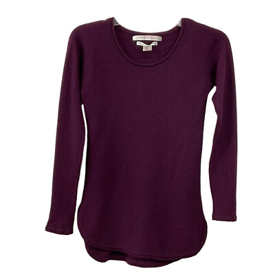 Max studio 100% Extra Fine Merino Wool Sweater Purple Pull On Rolled Edge  Neck S