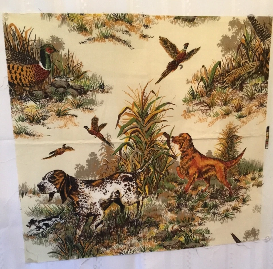 "Remanente de diseño de tapicería de algodón Bracco italiano escena de caza 25"" x 22""" Foto 3 de 3