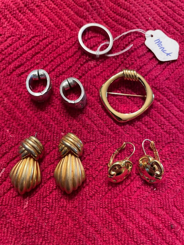 Vintage Monet Earrings, Brooch and Ring Lot 5 pcs