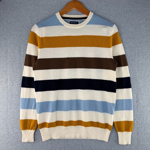 Club Room Sweater Men's Small Multicolor Striped Wool Ribbed Crew Neck Pullover