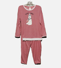 Secret Treasures M 8 10 Pajamas Red White Knit Set Top Pants Cozy Comfy Lounge