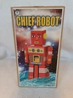 Schylling Chief Robot Tin Wind-Up with Key & Original Box MS 445 8" Tall