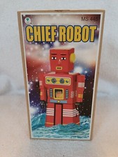 Schylling Chief Robot Tin Wind-Up with Key  Original Box MS 445 8" Tall