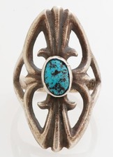 Native American Navajo Handmade Sterling Silver with Turquoise Ring Size 8