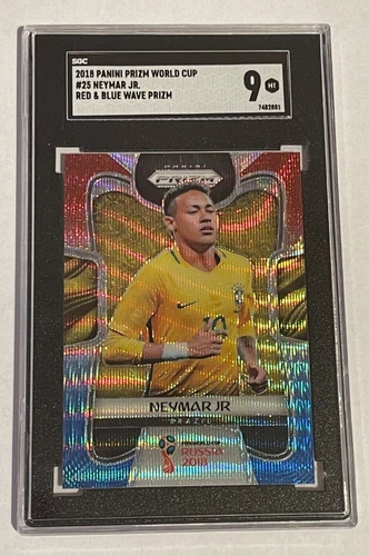 2018 Panini World Cup #25 Neymar Jr Red Blue Wave Prizm Brazil