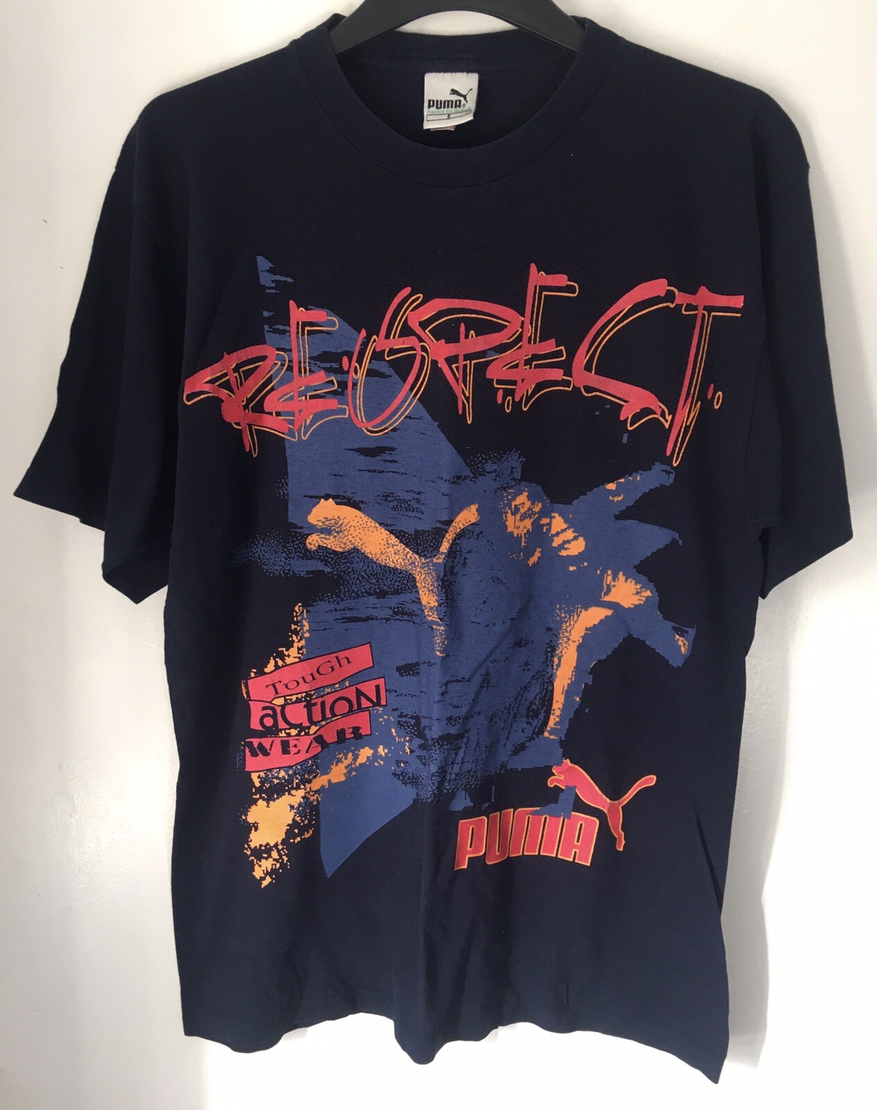 Vintage Retro Puma Graphic Logo T-Shirt Respect Size S  