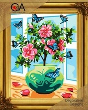 Collection D' Art Needlepoint Tapestry Kit - Hibiscus Flower Butterflies, NEW