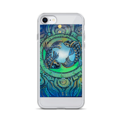 iPhone Case with custom spray paint art design aquatic fish