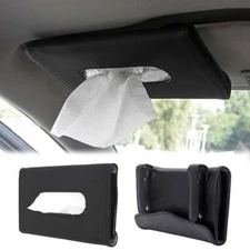 Car Sun Visor Tissue Dispenser Box Holder Universal PU Leather Paper Towel Case