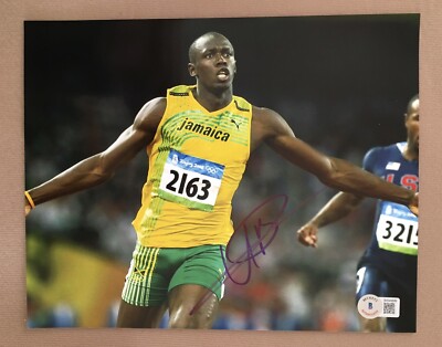 Usain Bolt Signed 8x10 Photo. Jamaica Olympics. Track & Field Beckett COA. A35