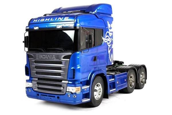 Tamiya 300056327 1:14 Rc Scania R620 6X4 Highline Blau Lackiert Bausatz Lkw-image
