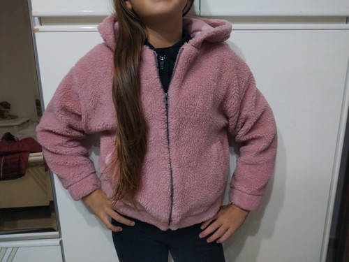 Giubbotto Giacca Bomber Pellicciotto Bambina Zara Rosa Cappuccio 10 anni - Foto 4 di 11