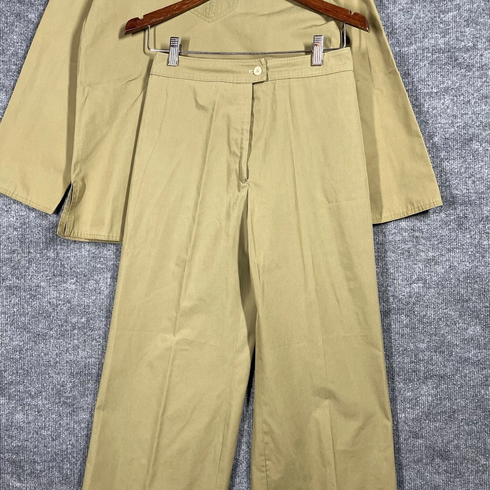 VINTAGE 60s 70s Calvin Klein Shirt Pants Set Women 8/10 MOD Cotton Suit Pullover - Image 4 of 4