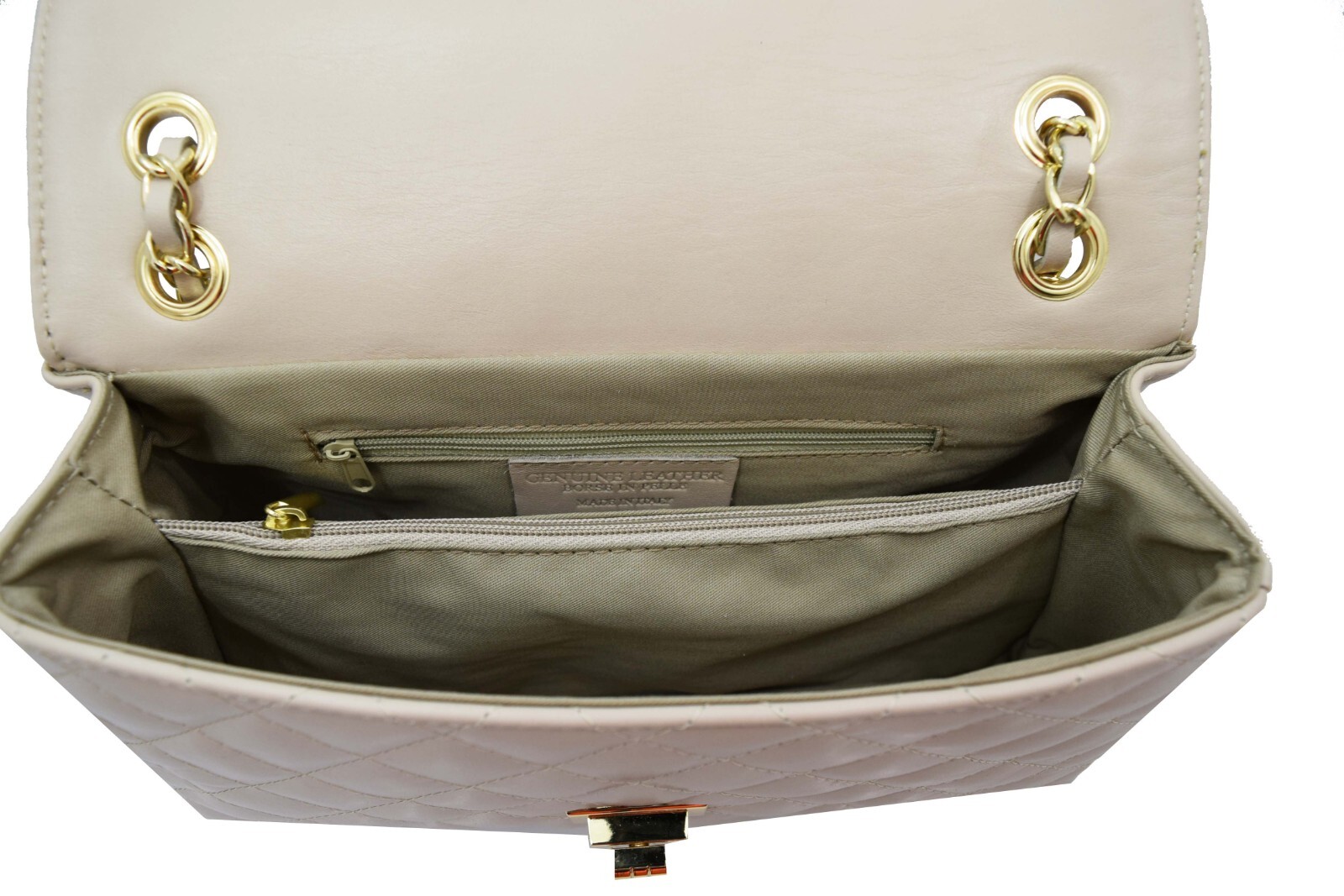 Borsa a tracolla di pelle trapuntata 2.55 BEIGE lung.cm.28,larg cm.8,alt cm.18 foto 2