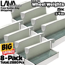 8 Box 1/4 oz Zinc Wheel Weights Stick-on Adhesive Tape Total 2880 Pcs Lead-Free