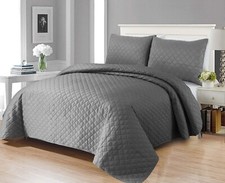 Emboss Quilted Bedspread 3 PCS Throw Comforter Warm Bedding Set Double King Size