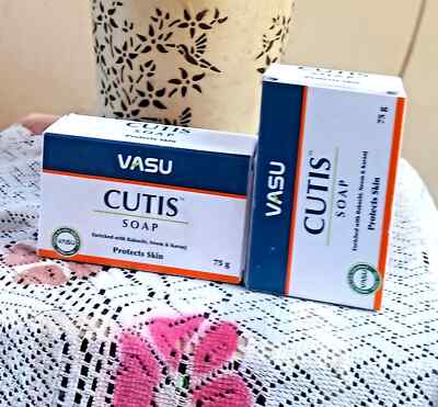 2 Kräuter Vasu Cutis Seife 100% natürliche Ayurveda Hautpflege 75g Moisurised...