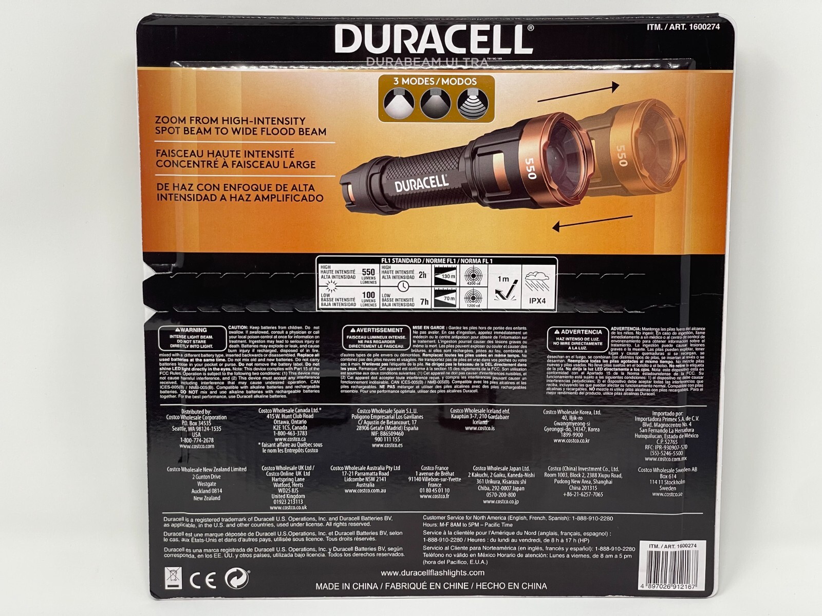 Duracell Durabeam ULTRA Tactical LED Flashlights 550 Lumens 12AAA
