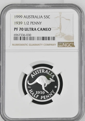 1999 Australia 5 Cent Commemorative (1939 1/2 Penny) Silver - NGC PF70 UC