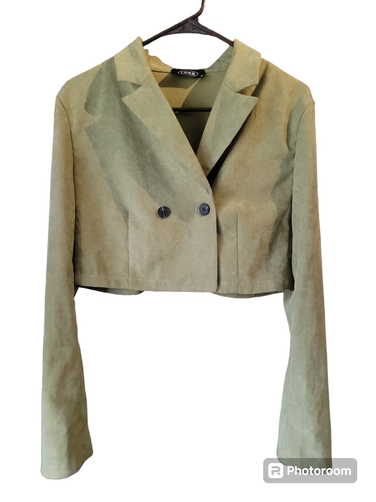 Cider Solid Green Cropped Jacket Size M - image 2