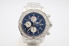 Breitling Super Avenger Blue Dial Diamond Encrusted Steel 48mm Watch A13370 3