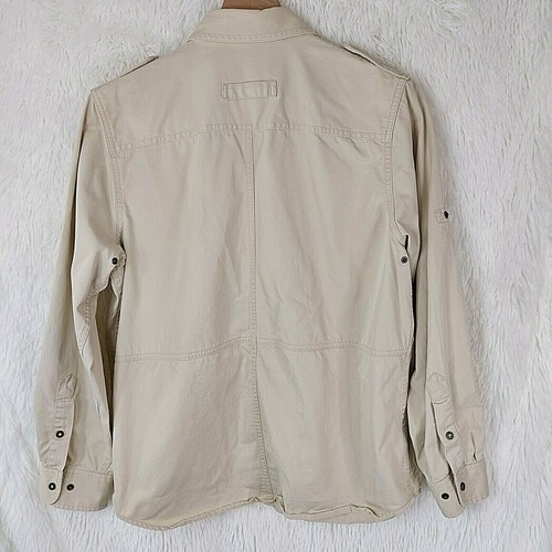 VINTAGE LAUREN Men's FISHING SHIRT SIZE MEDIUM TAN NYLON VENTED SNAP POCKETS - Picture 3 of 12