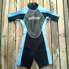 TILOS Shorty Wetsuit 2mm Size Small Neoprene Nylon Dive Suit Black  Blue