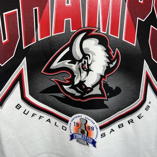 Vintage 1999 Buffalo Sabres NHL Eastern Conference Champions White Tshirt Large - Picture 8 of 10
