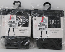 HUE STUDIO FRONT ZIP LEATHERETTE LEGGING BLACK SMALL MID-RISE 2-PACK NEW