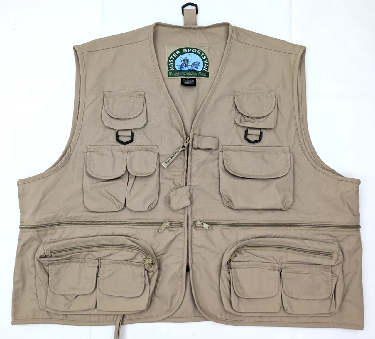 MASTER Sportsman XL Rugged Outdoor Gear Fishing Utility Safari Vest, Beige