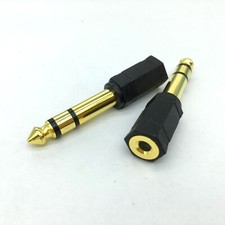 5PCS 6.35mm 1/4 inch Stereo Jack Plug to 3.5mm Stereo Jack Socket Adapter Gold