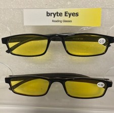 Readers 2 Pack Reading Glasses Unisex Black Brown Frames 1.5 Yellow Lens