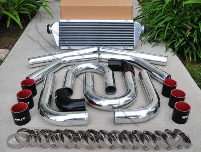 2.5'' Polished Piping w/ U Pipe Black Silicone Coupler + Clamp + Intercooler Kit