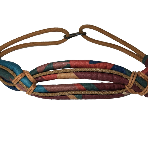 VTG 80s Belt Braided Fabric Brown Green Size Small 28" Waist 1980s - Picture 2 of 3